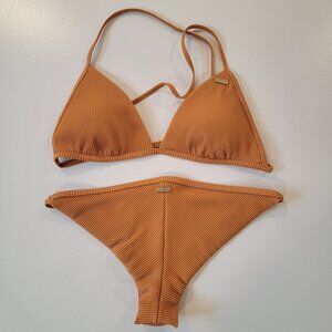 Roxy Rib Bikini Top & Bikini Bottoms Burnt Apricot Size Medium